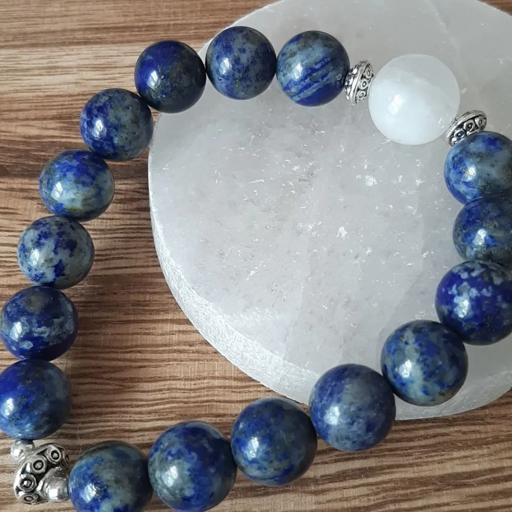 Lapis & Moonstone High Quality Beaded Stretch